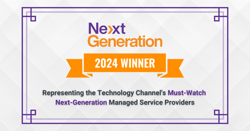 Next Generation 2024 Winner logo, in a banner, with bold purple and orange text.