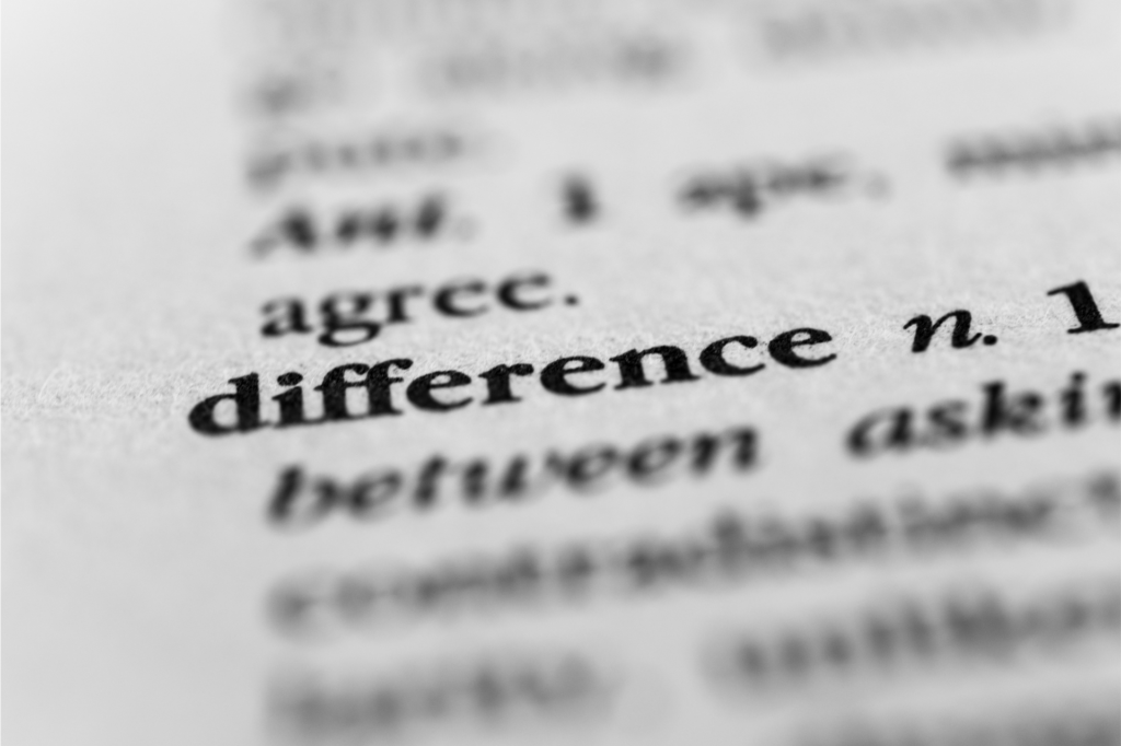 Close-up of the word “difference” highlighted in a dictionary entry.